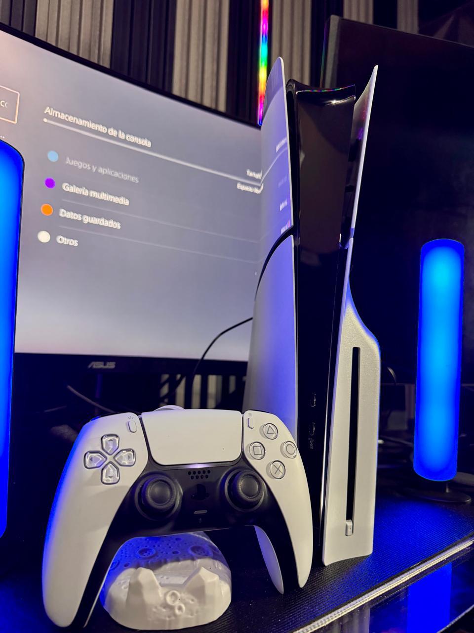 Nintendo Switch con luces ambientales azules